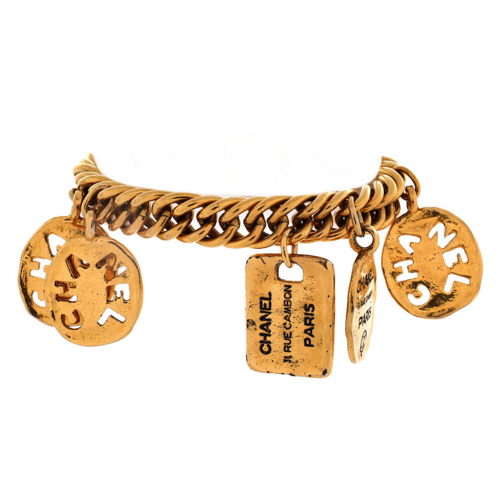 Chanel Vintage Rue Cambon Chain Charm Bracelet Metal